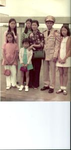 Love for my family gave me more courage to live. (People in picture: Mum, Dad, Mum's two younger sisters, 11-year-old hiMe, hiMe's 9-year-old and 7-year-old sisters. Picture taken in 1973 at Tan Son Nhat airport, Saigon when Dad was to fly to New Jersey, USA to attend the one-year study of the Communications Electronics Engineer Course.)