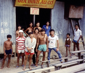 Unaccompanied minors in front of their support group house.